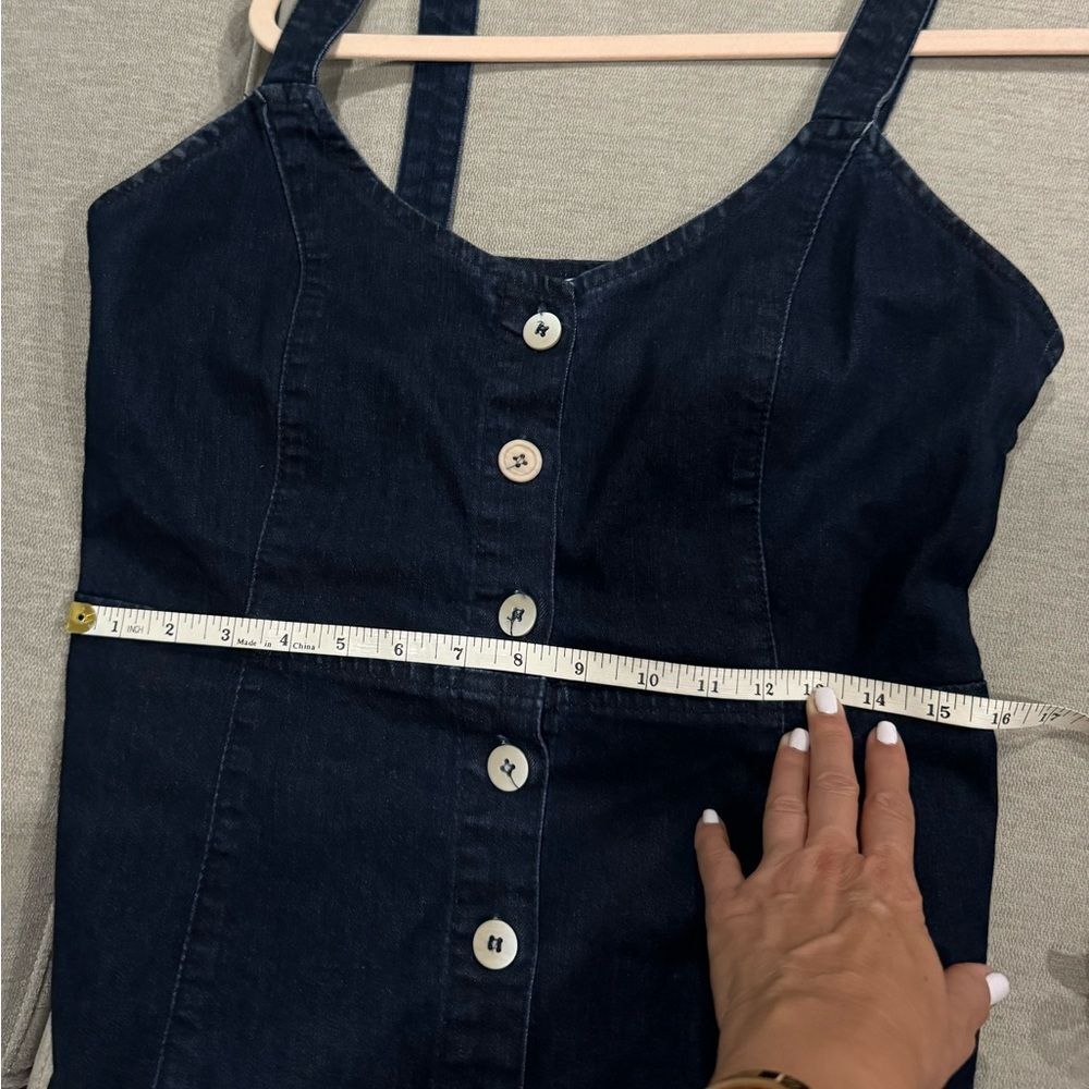 Others Follow Button Front Dark blue wash Denim stretch Bodycon Dress size XL - Picture 7 of 8